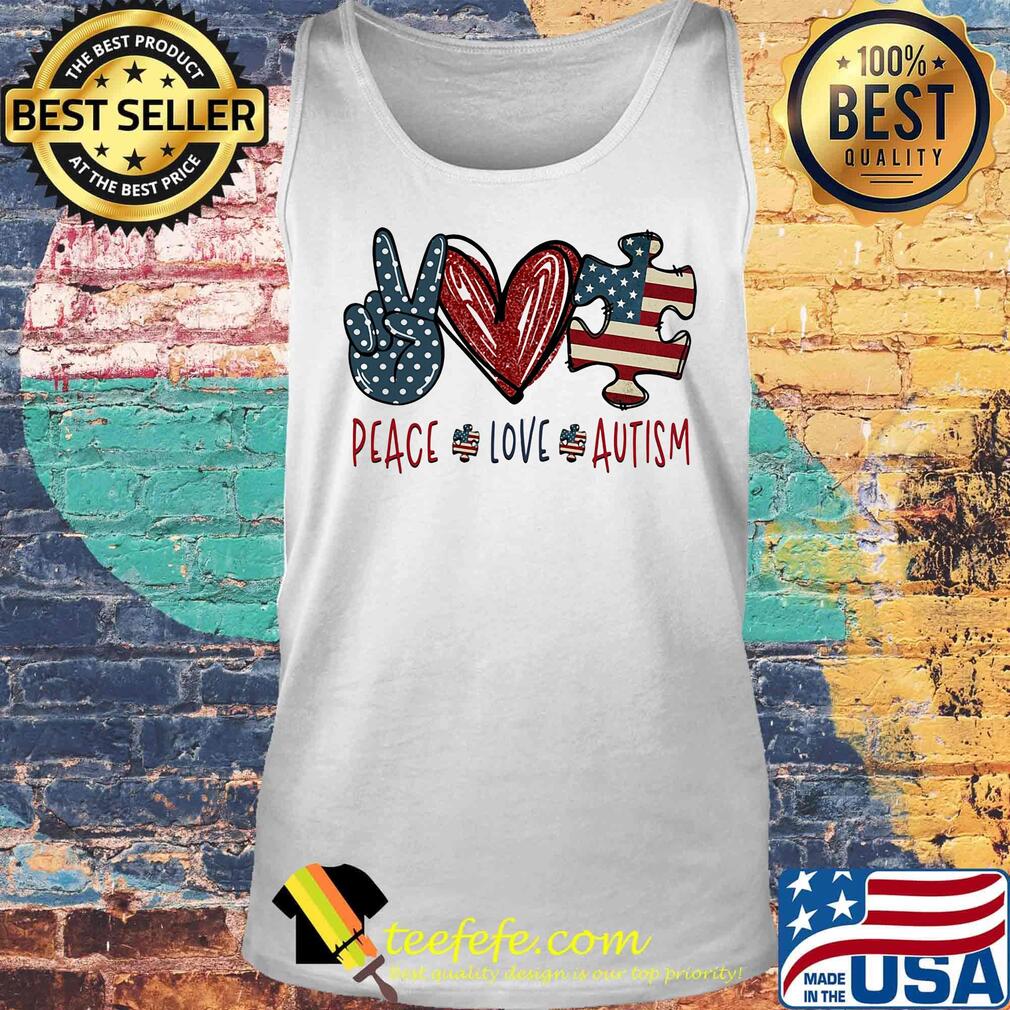 Peace love autism American flag heart s Tank top Peace love autism American flag heart s Tank top