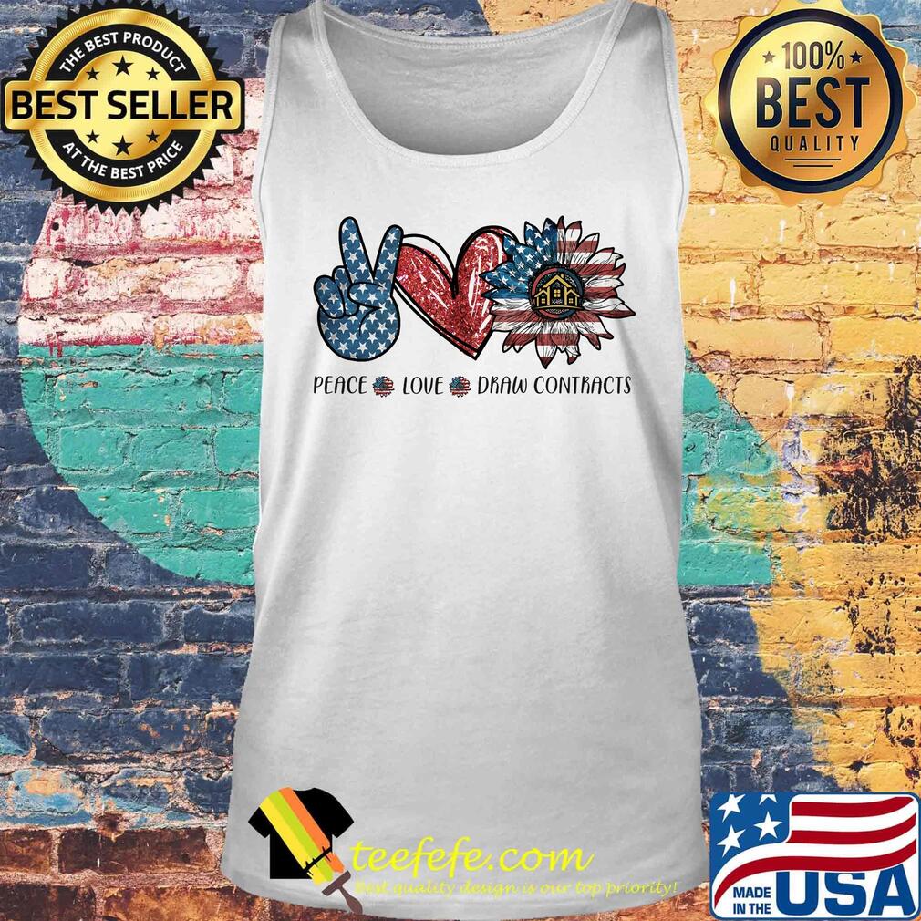 Peace love drew contracts sunflower american flag independence day s Tank top Peace love drew contracts sunflower american flag independence day s Tank top