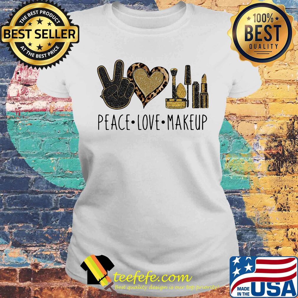 Peace love makeup leopard s Laides tee Peace love makeup leopard s Laides tee