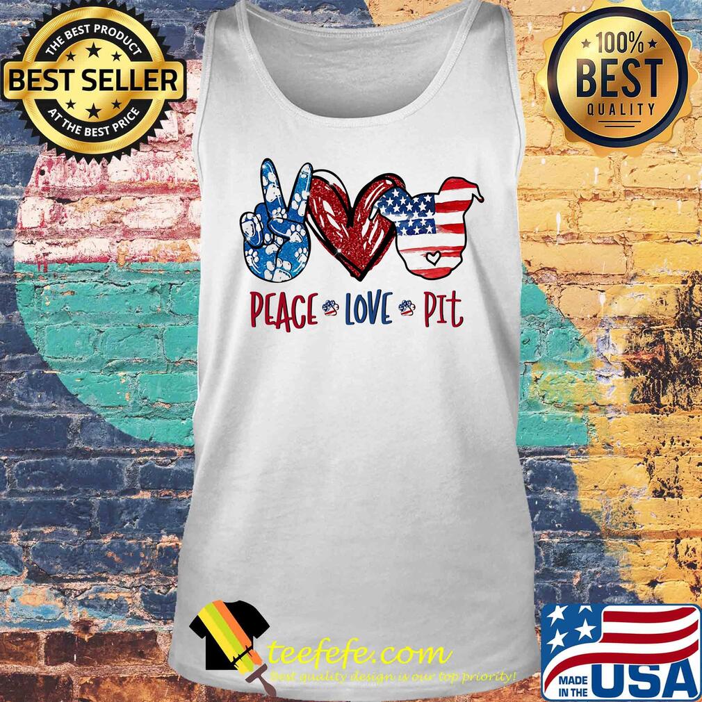 Peace love pitbull heart American flag veteran Independence day s Tank top Peace love pitbull heart American flag veteran Independence day s Tank top