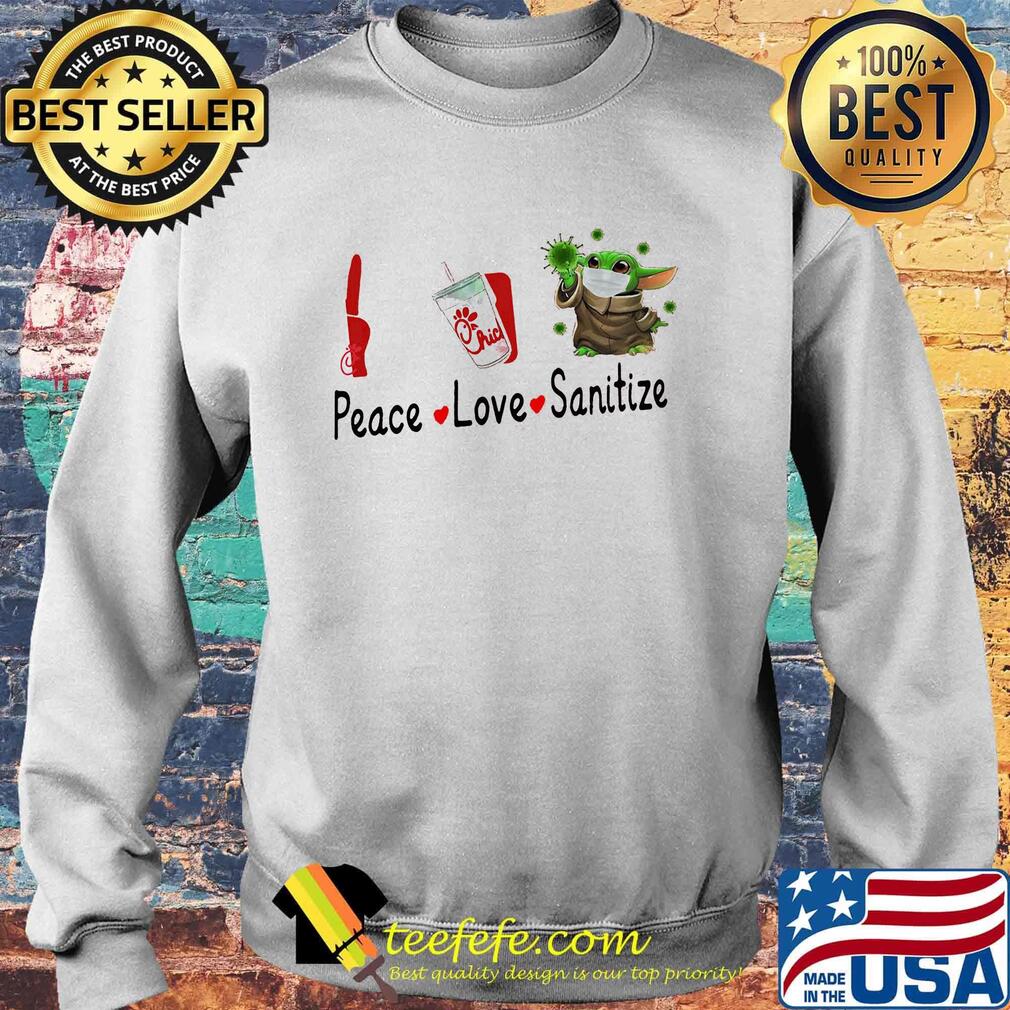 Peace love sanitize baby yoda mask covid-19 chick fil logo s Sweater Peace love sanitize baby yoda mask covid-19 chick fil logo s Sweater