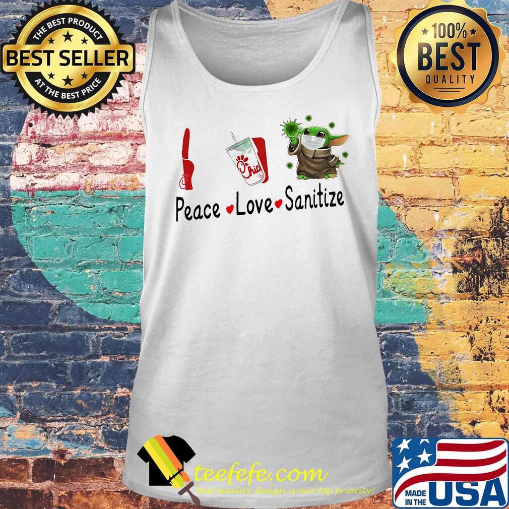 Peace love sanitize baby yoda mask covid-19 chick fil logo s Tank top Peace love sanitize baby yoda mask covid-19 chick fil logo s Tank top