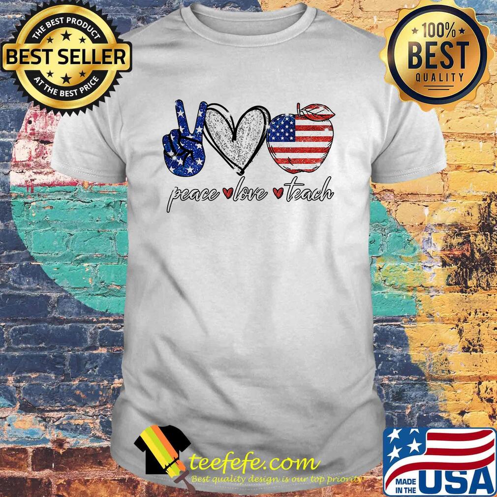 Peace love teach American flag apple shirt Peace love teach American flag apple shirt