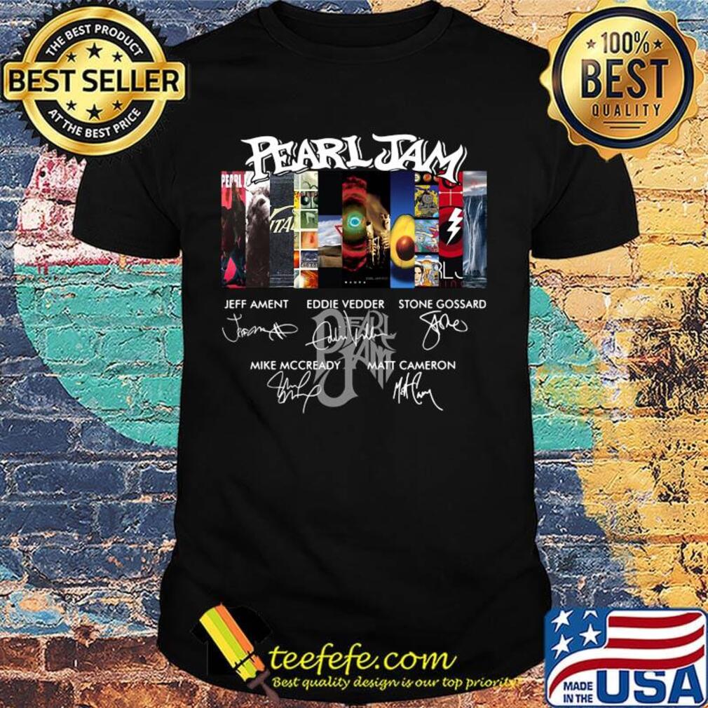 Pearl jam band members signatures logo shirt