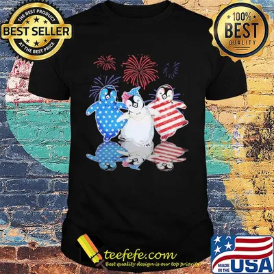 Penguins firework american flag independence day shirt