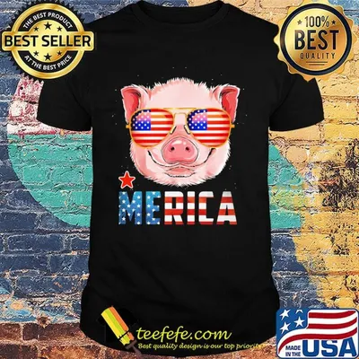 Pig Cute Merica American Flag Star Shirt