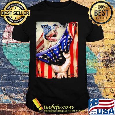 Pitbull dog american flag independence day shirt
