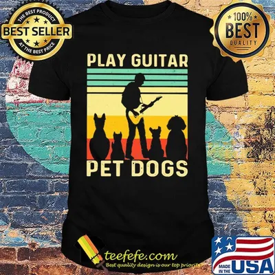 Play guitar pet dogs vintage retro shirt