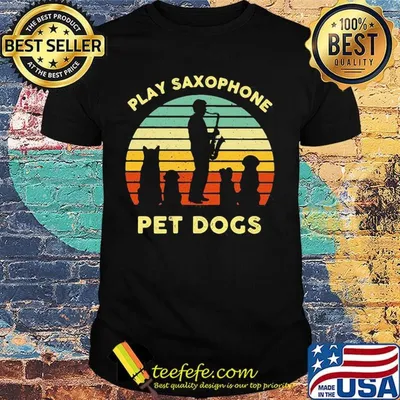 Play Saxophone Pet Dogs Vintage Retro Shirt