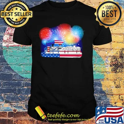 Pontoon firework american flag independence day shirt