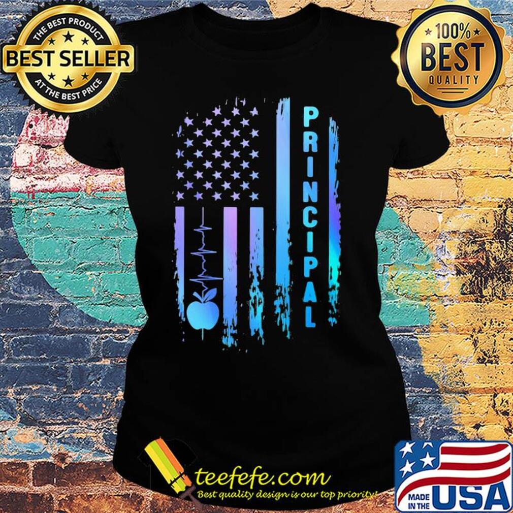 Principal heartbeat american flag independence day s Ladies tee Principal heartbeat american flag independence day s Ladies tee