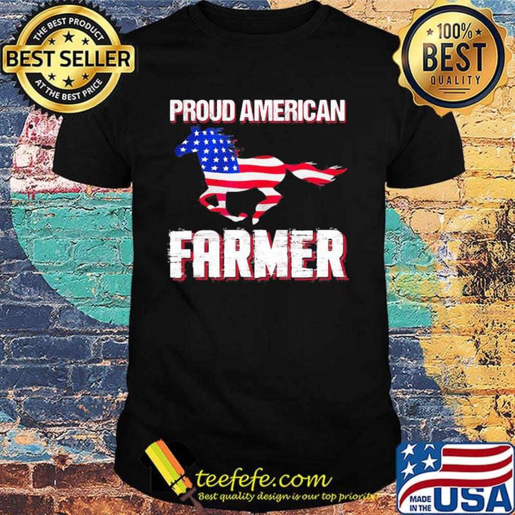 Proud American farmer horse flag veteran Independence day shirt