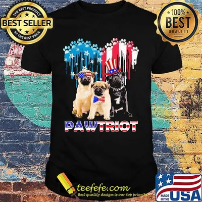 Pug pawtriot heart american flag independence day shirt