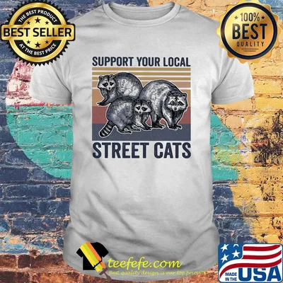 Raccoon support your local street cats vintage retro shirt