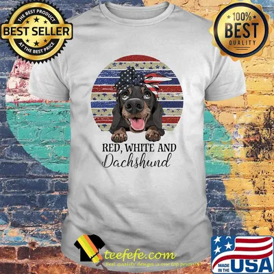 Red white and dachshund american flag independence day vintage retro shirt