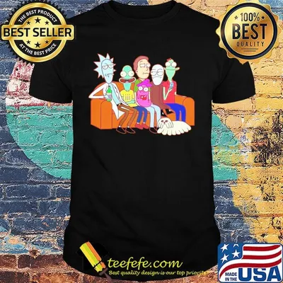 Rick and morty movie characters sitting on sofa shirt