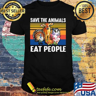 Save the animals eat people vintage retro shirt