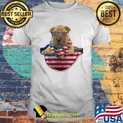 Shar pei waist pack american flag independence day shirt