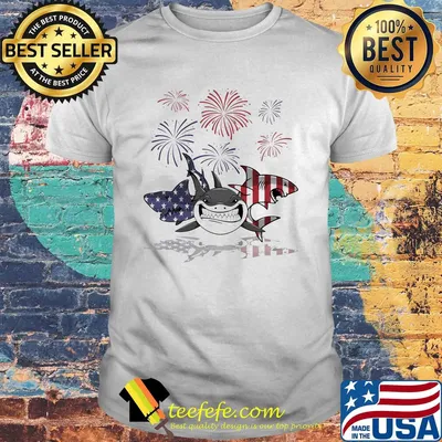 Shark firework american flag independence day shirt