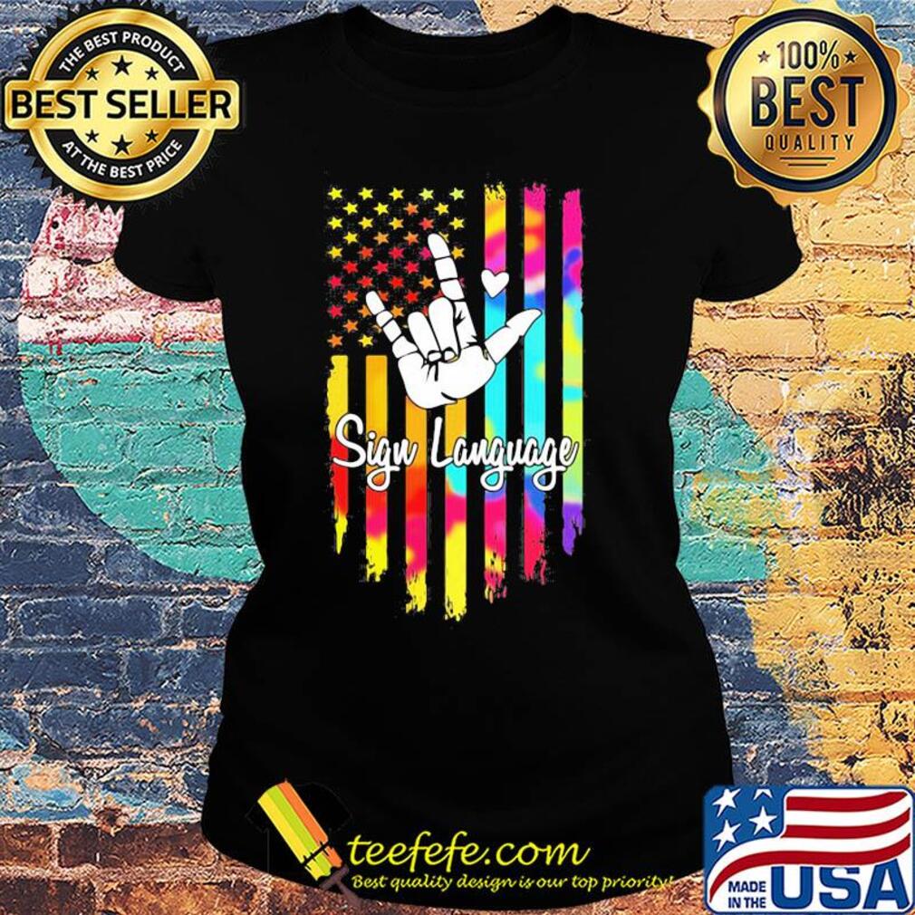 Sign language american flag independence day heart s Ladies tee Sign language american flag independence day heart s Ladies tee