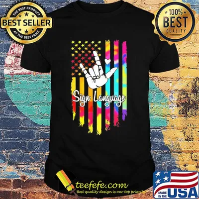 Sign language american flag independence day heart shirt
