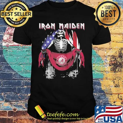 Skeleton iron maiden alabama crimson tide logo american flag independence day shirt