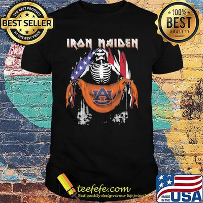 Skeleton iron maiden auburn tigers logo american flag independence day shirt