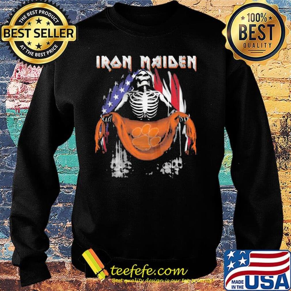Skeleton iron maiden clemson tigers logo american flag independence day s Sweater Skeleton iron maiden clemson tigers logo american flag independence day s Sweater