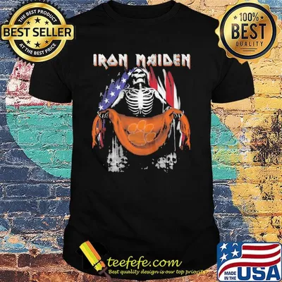 Skeleton iron maiden clemson tigers logo american flag independence day shirt
