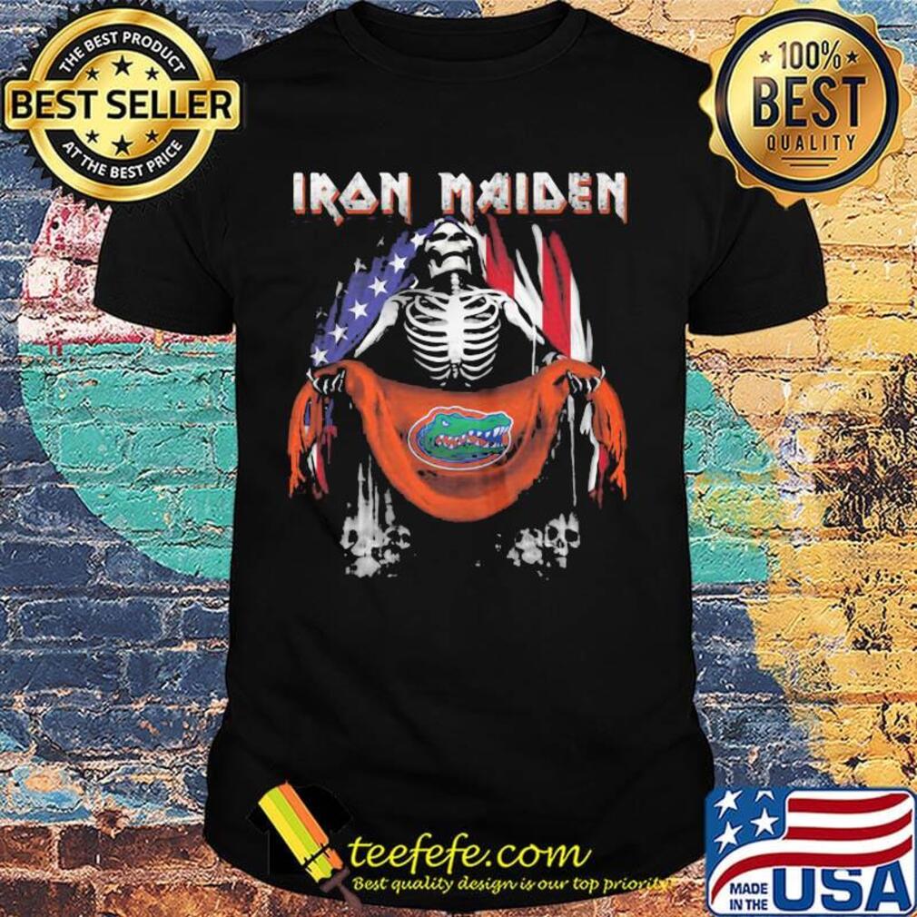 Skeleton iron maiden florida gators logo american flag independence day shirt