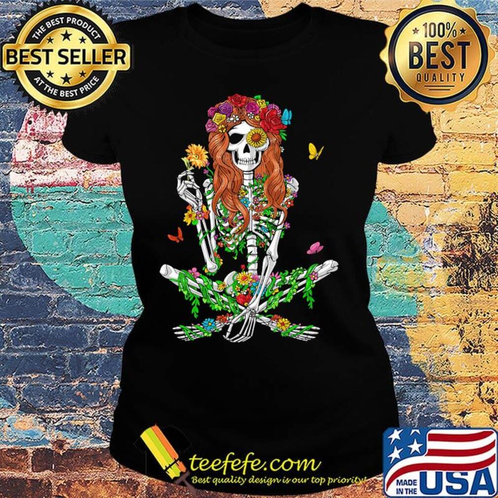 Skeleton Psychedelic Hippie Sunflower Festival Girls Shirt Ladies tee Skeleton Psychedelic Hippie Sunflower Festival Girls Shirt Ladies tee