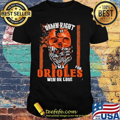 Skull damn right I'm a baltimore orioles fan win or lose american flag independence day shirt