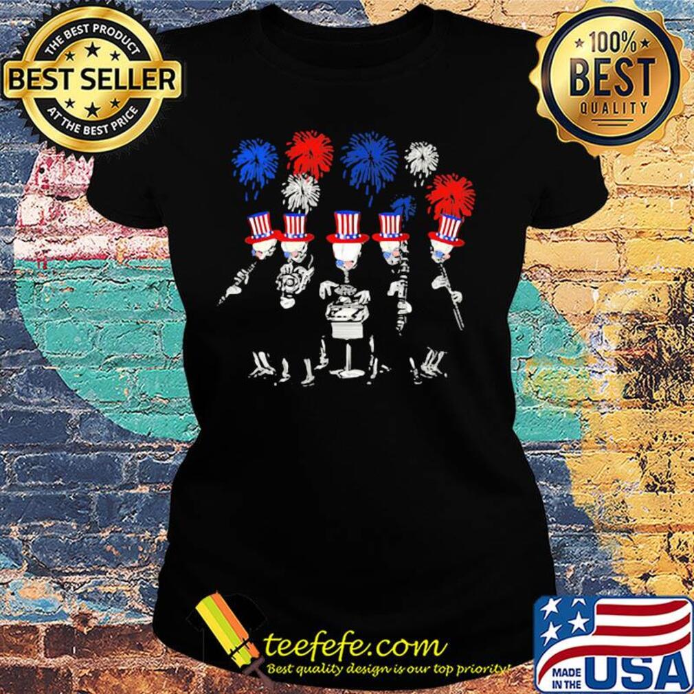 Skull drummer American flag veteran Independence day s Ladies tee Skull drummer American flag veteran Independence day s Ladies tee