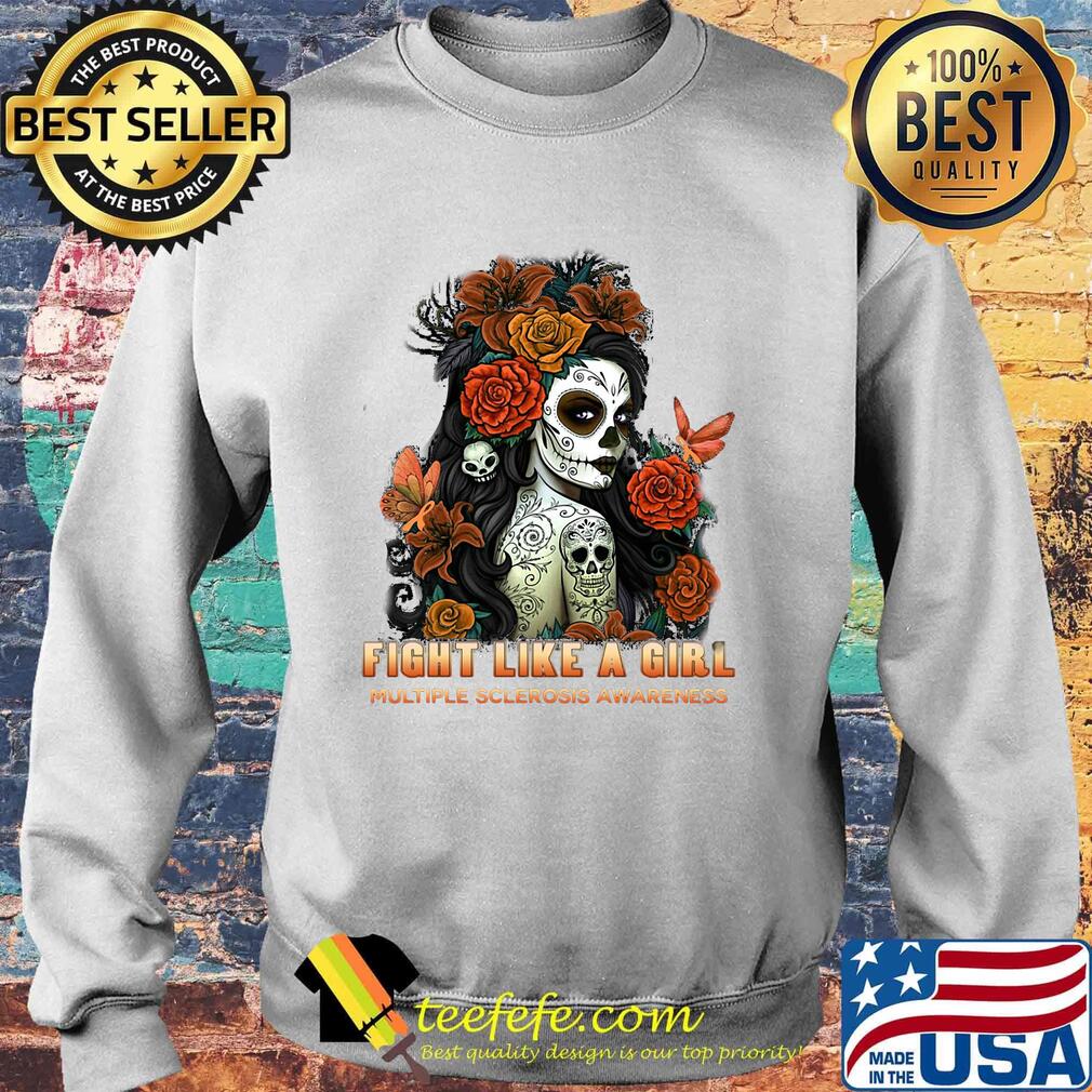 Skull fight like a girl multiple sclerosis awareness flowers butterfly s Sweater Skull fight like a girl multiple sclerosis awareness flowers butterfly s Sweater