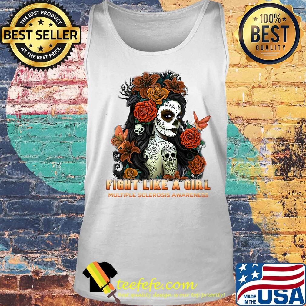 Skull fight like a girl multiple sclerosis awareness flowers butterfly s Tank top Skull fight like a girl multiple sclerosis awareness flowers butterfly s Tank top
