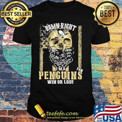 Skull mask damn right I'm a pittsburgh penguins fan win or lose american flag independence day shirt