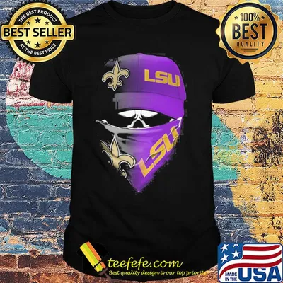 Skull mask new orleans saints and LSU Tigers football shirt