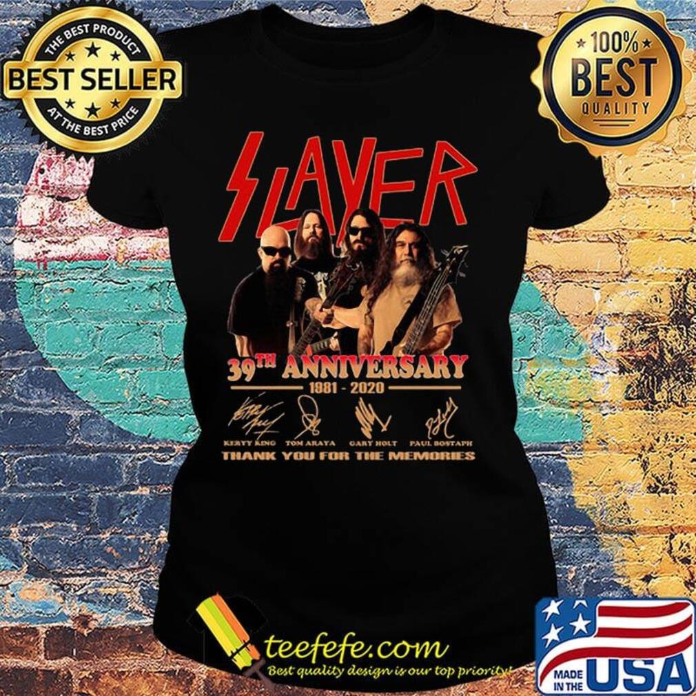 Slayer band 39th anniversary 1981 2020 thank you for the memories signatures s Ladies tee Slayer band 39th anniversary 1981 2020 thank you for the memories signatures s Ladies tee
