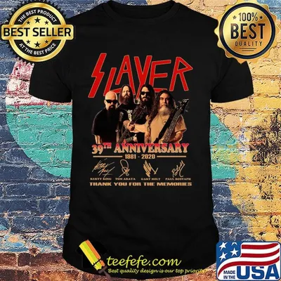 Slayer band 39th anniversary 1981 2020 thank you for the memories signatures shirt