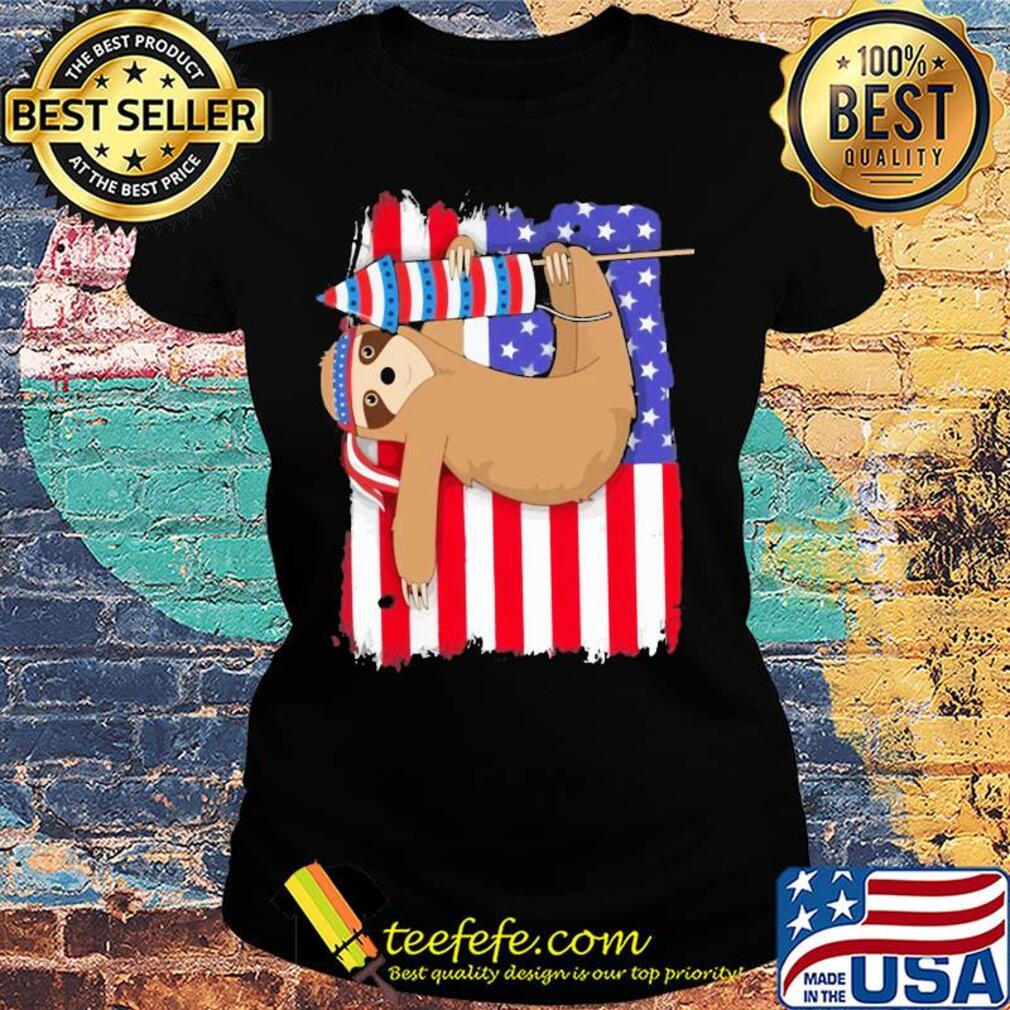 Sloth American flag veteran Independence day s Ladies tee Sloth American flag veteran Independence day s Ladies tee