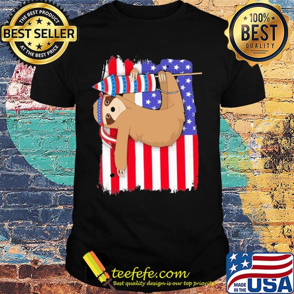 Sloth American flag veteran Independence day shirt