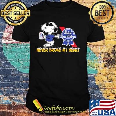 Snoopy drink pabst blue ribbon beer never broke my heart shirt