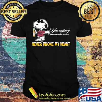 Snoopy drink yuengling america's oldest brewery beer never broke my heart shirt