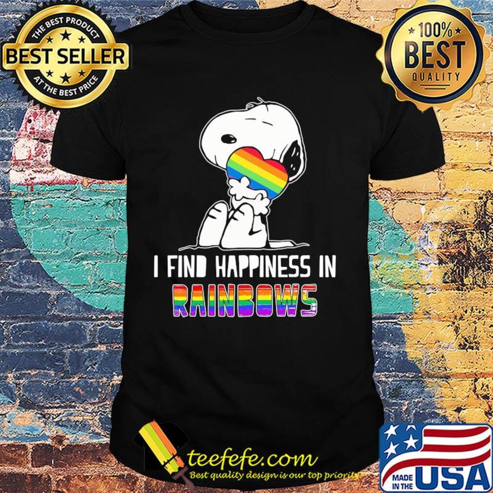 Snoopy hug heart I find happiness in rainbows shirt
