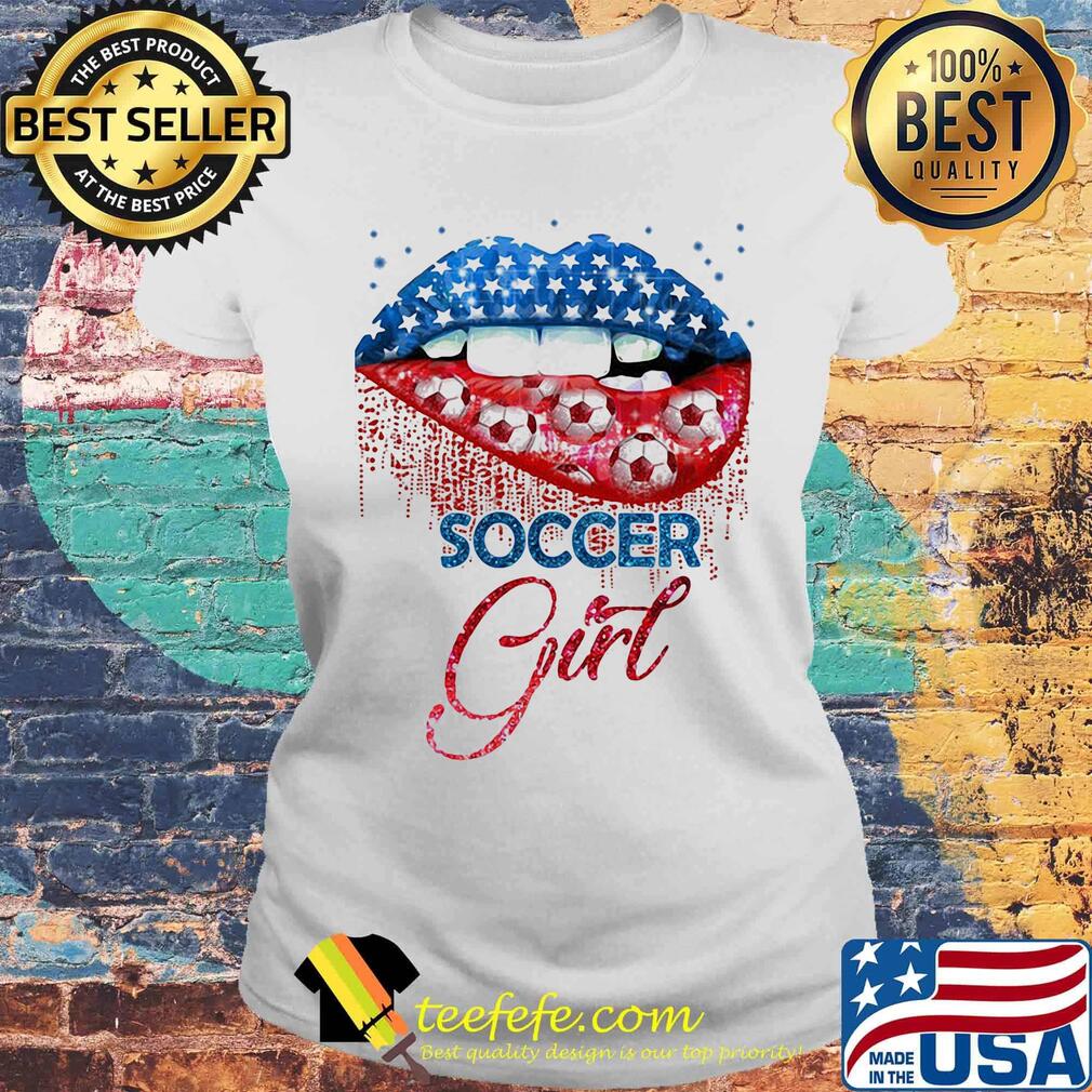 Soccer girl lip American flag veteran Independence day s Laides tee Soccer girl lip American flag veteran Independence day s Laides tee