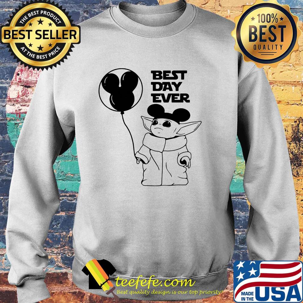 Star wars baby yoda holding balloon mickey mouse best day ever s Sweater Star wars baby yoda holding balloon mickey mouse best day ever s Sweater