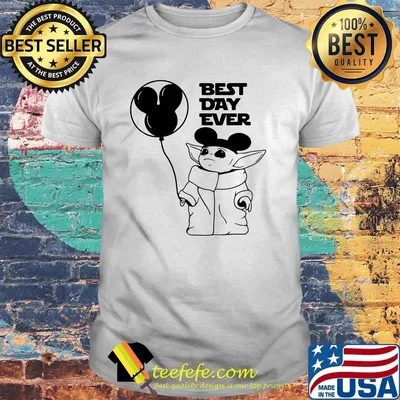 Star wars baby yoda holding balloon mickey mouse best day ever shirt