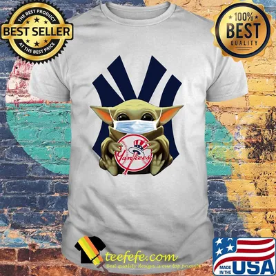 Star wars baby yoda mask hug new york yankees shirt