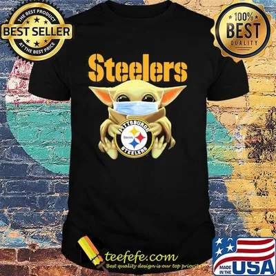 Star wars baby yoda mask hug pittsburgh steelers logo shirt