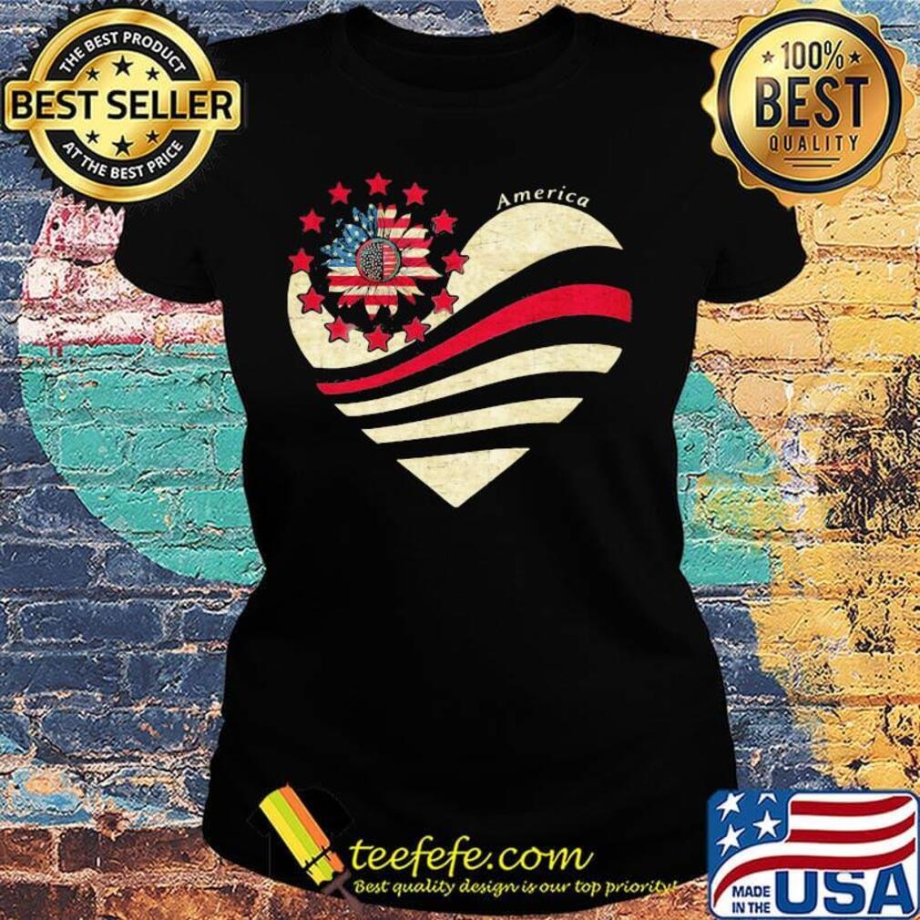 Sunflower Heart American Flag Independence Day Shirt Ladies tee Sunflower Heart American Flag Independence Day Shirt Ladies tee